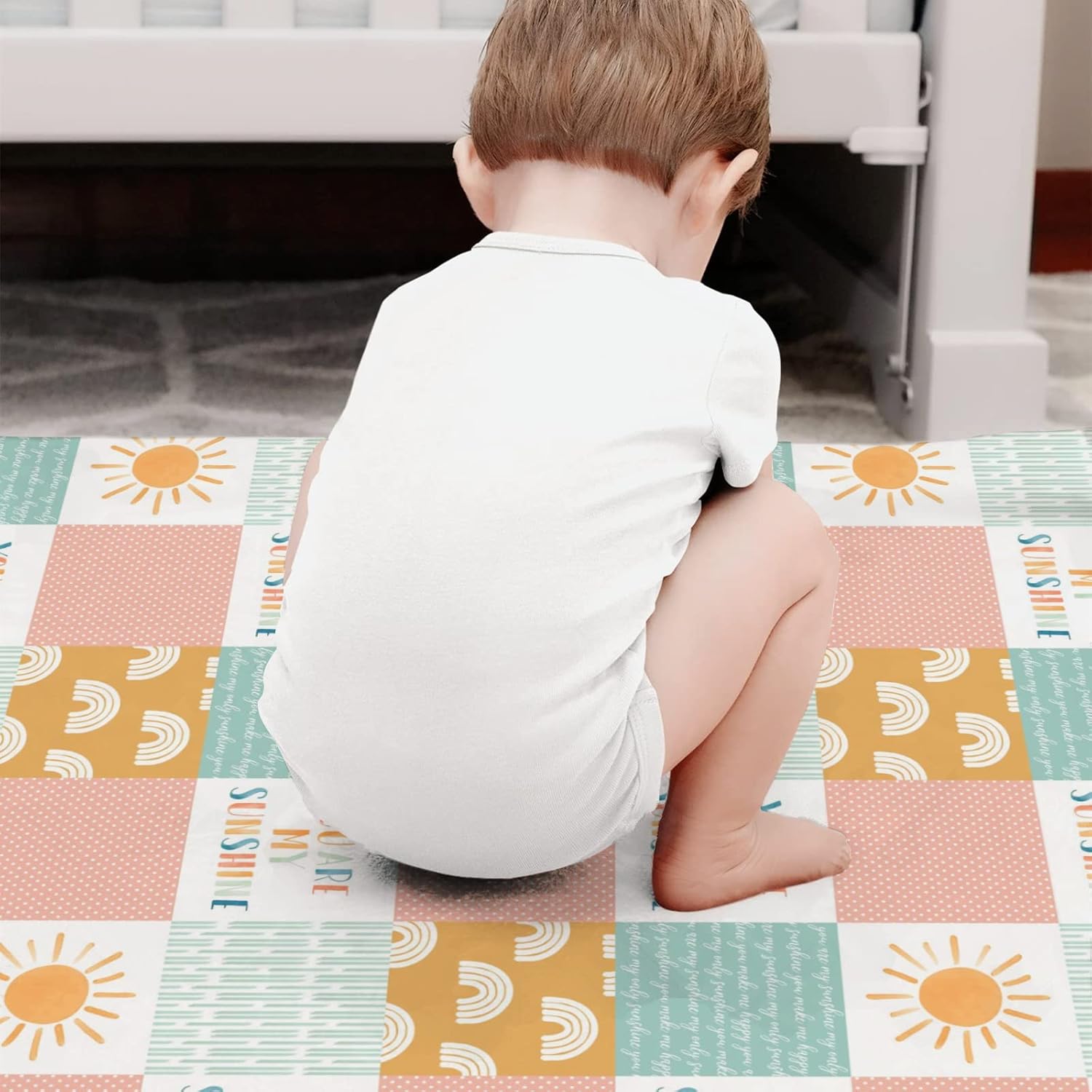 HawSkgFub Baby Toddler Girl Boho Rainbow You are My Sunshine Throw Blanket, Nursery Sun Polka Dots Lightweight Flannel Fleece Bed Blankets, Colorful Newborn Baby Shower Crib Bedding Kids Gift 50 x 60