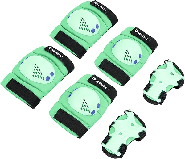 BOSONER Knieschoner Kinder Schoner Inliner Protektoren 6er Set Schützer Inliner Inline Skates Knie Und Ellenbogenschützer Schutzausrüstung Knieschützer Skateboard