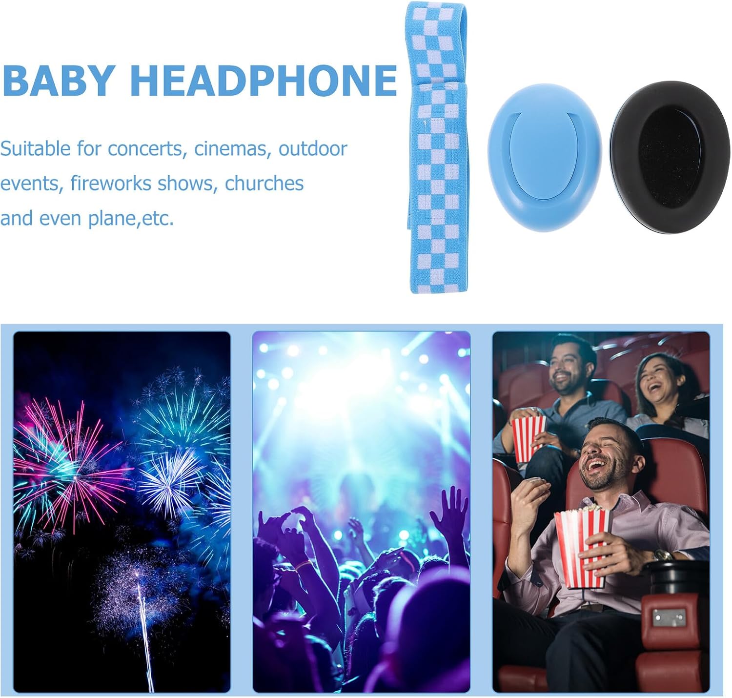 Ear Protection Earmuffs Noise Reduction Headphones Lightweight Adjustable Hearing Safeguard for Sleep Travel and Concerts Blue