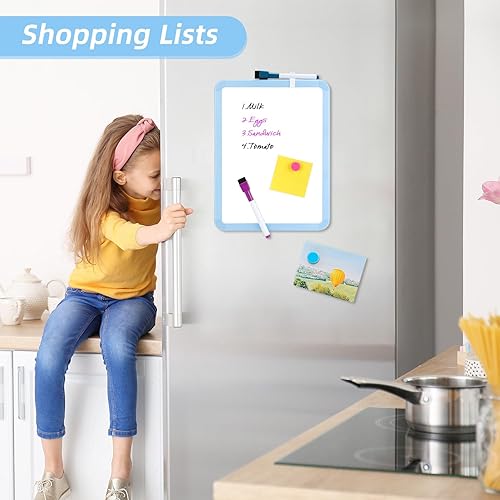 Vista 21 de VUSIGN Pizarra blanca pequeña de borrado en seco, pizarra blanca de 8.5 x 11 pulgadas para niños, estudiantes, nevera, casillero, mini pizarra