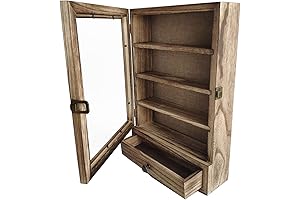 WANLIAN ZIPPO Display Case with 11"x16" Shadowbox & 3 Shelves for Collectibles, Pictures, Medals, Bouquets