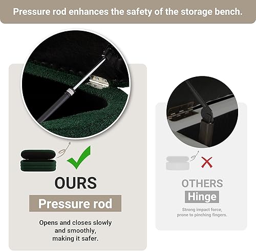 Miniatura 5 de Busaurus Banco otomano de almacenamiento de 49.2 pulgadas, banco de almacenamiento de tela tapizado para dormitorio, extremo de cama, otomano de
