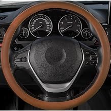 Perflex Universal Silicone Steering Wheel Cover, Fits Steering Wheels with 14 to 23 Inches in Diameter, Leather Car Accessory Anti-Slip Lining Brown