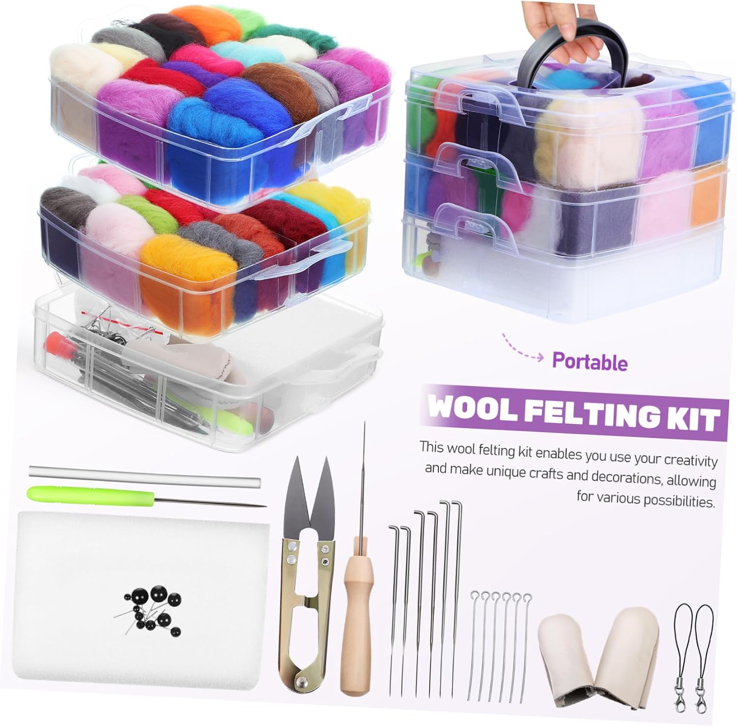 Gadpiparty 1set Wool Felting Kit for Beginners Colors of Needle Punch Embroidery Tools for Crafts and Unique Decorations Engaging Crafting