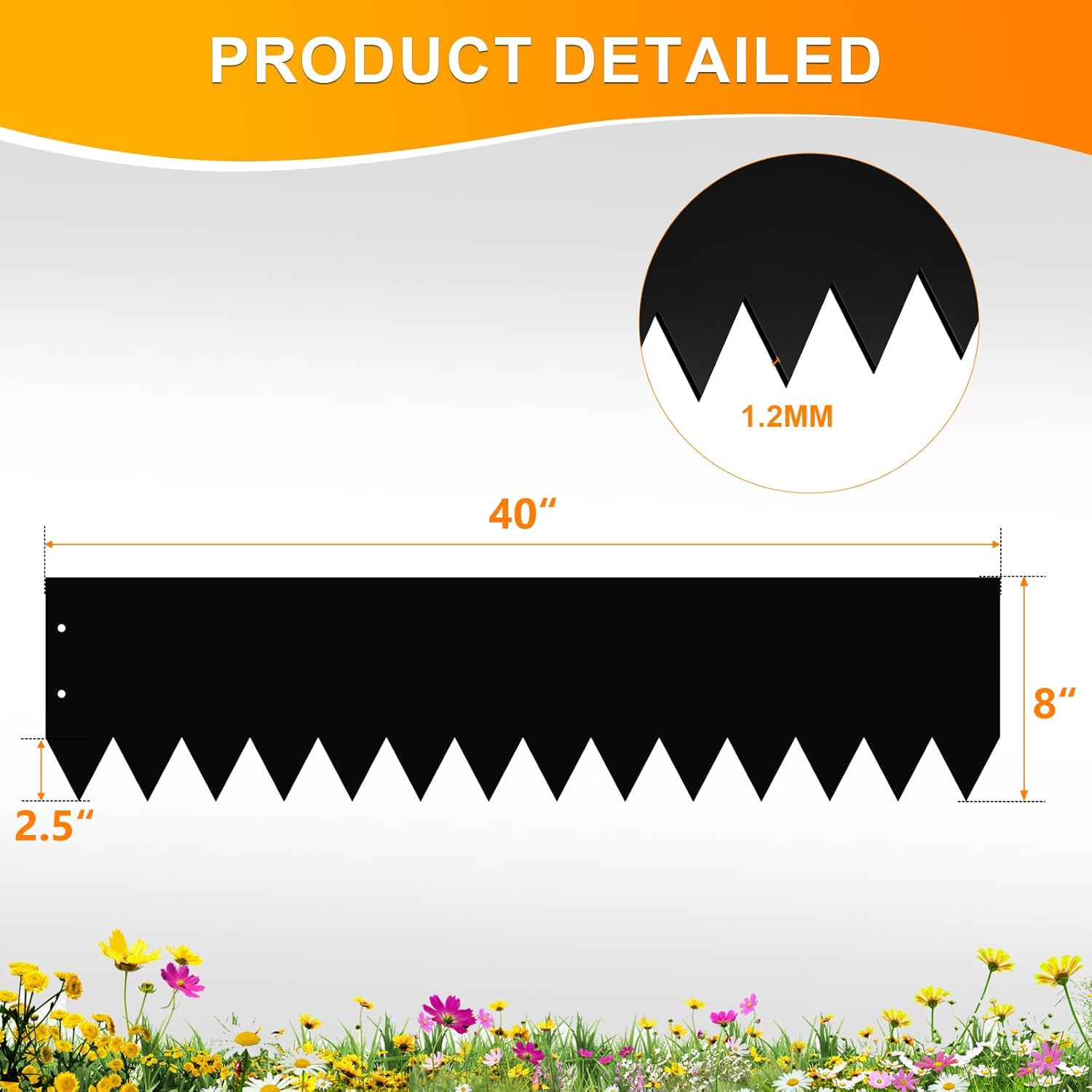 Metal Landscape Edging (6 Pack) - 40" L x 8" H, Galvanized Steel Garden Edging Border with Screws, Hammer in Landscape Edging for Yard & Pathway