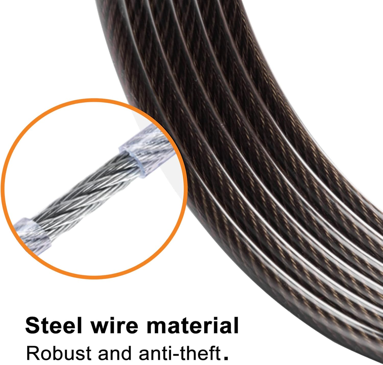 2 Pack Adjustable Combination Lock, Flexible Retractable Steel Locking Cable Trail Camera, 6.6ft Long Cable Lock for Luggage Suitcase Helmet Black