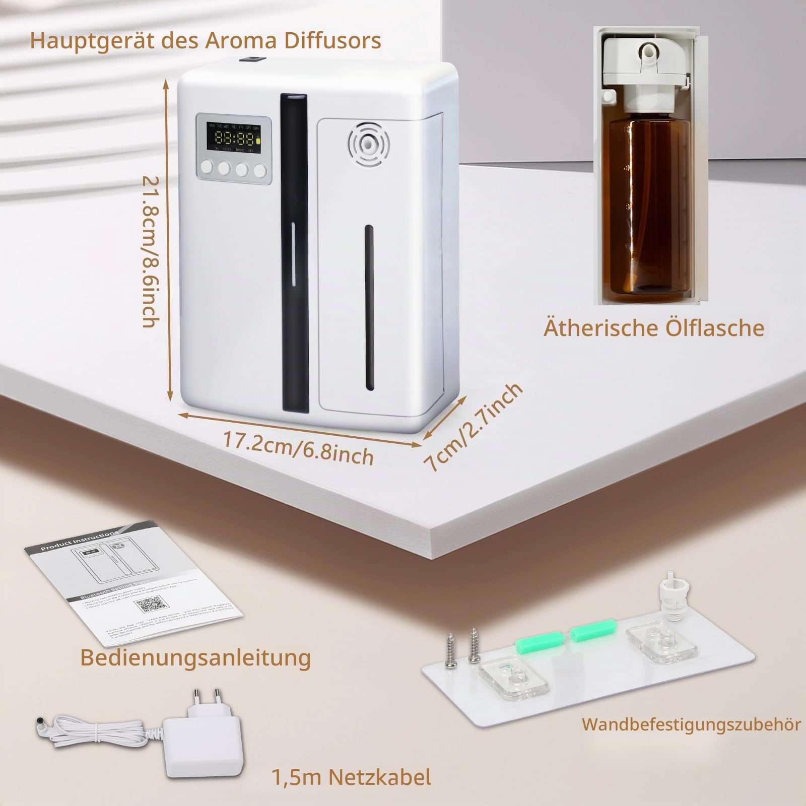Smart Aroma Diffuser Wasserlos für Ätherische Öle mit LCD Display