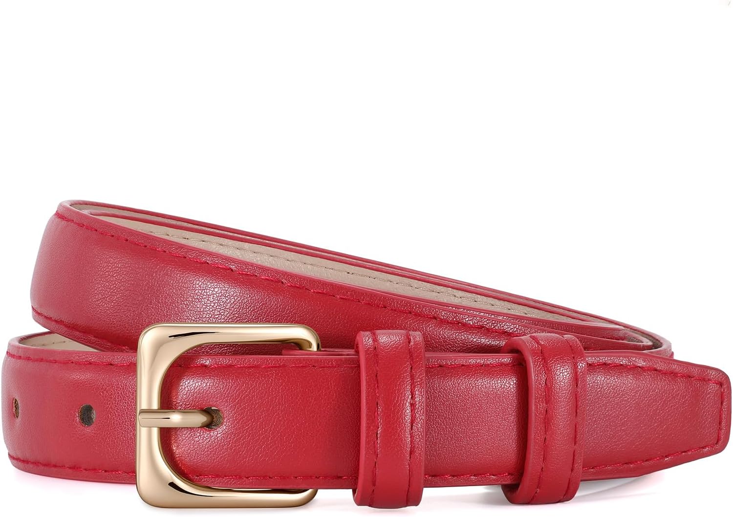 JASGOOD Women Leather Belt Fashion Ladies Skinny Leather Waist Belt for Pants Jeans Dress with Gold Buckle - Image 5