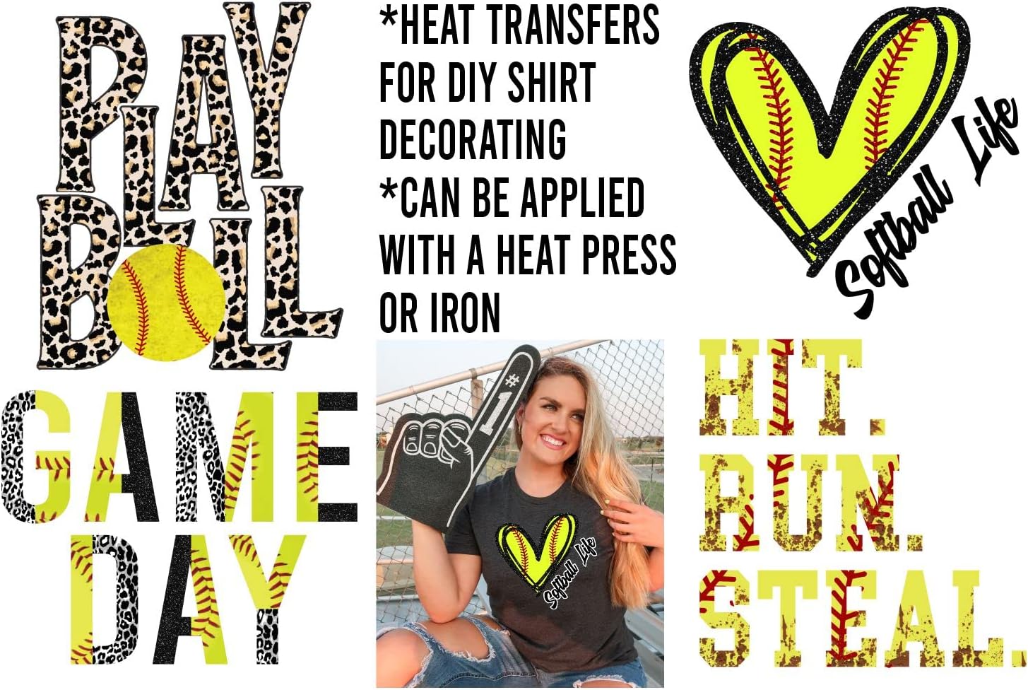 softball iron on transfers
