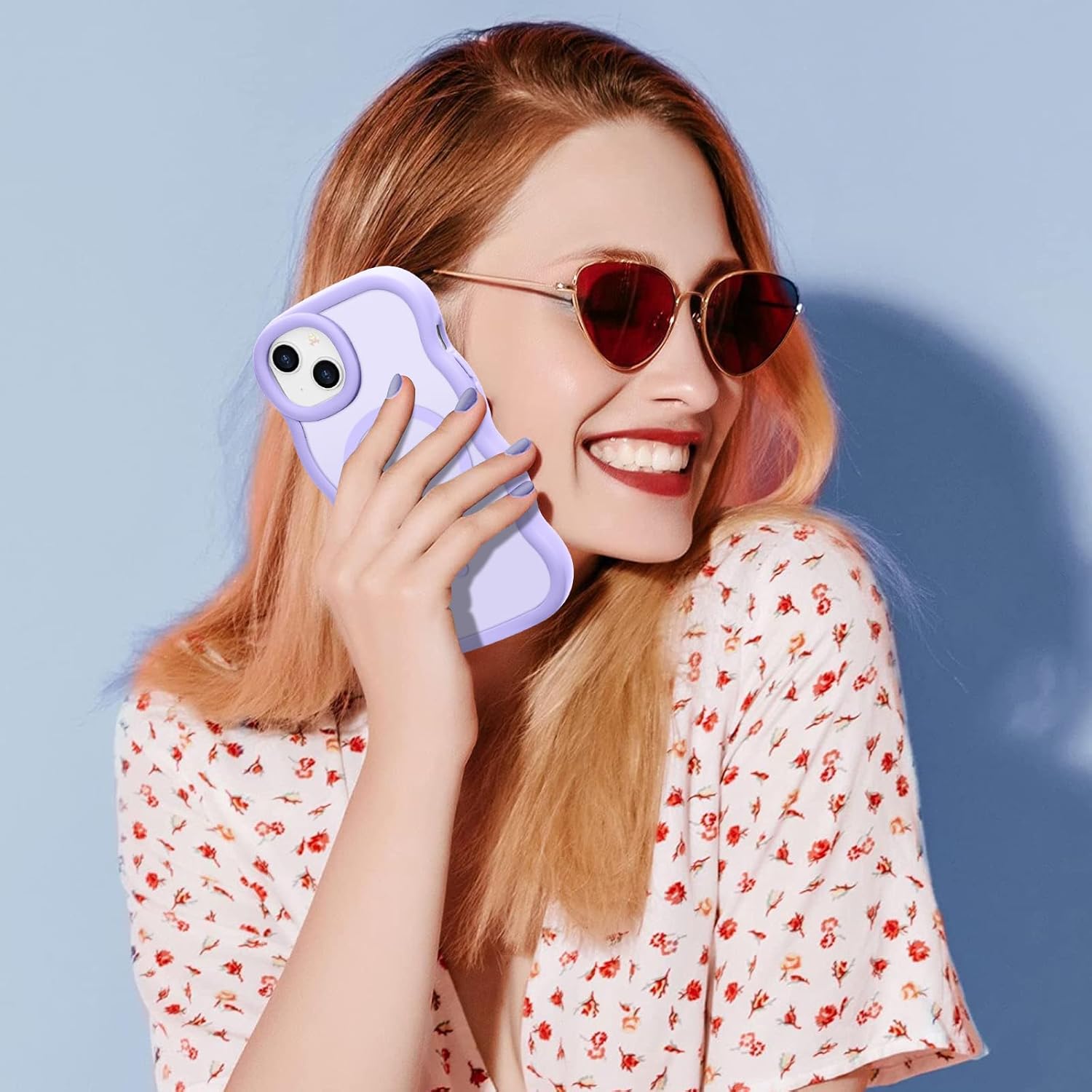 for iPhone 13/14 Case, Curly Wave Frame Hard Translucent Clear Back Cover for Women Men Compatible with Magsafe Stylish TPU Shockproof Drop Protection Phone Case for iPhone 13/14, Lavender - Image 7