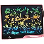 Kinayue LCD Writing Tablet for Kids, Rechargeable 21 Inch Doodle Board,Easter Basket Stuffers,Preschool Learning Toys Christmas Birthday Gift 3 4 5 6 7 Year Old Girls Boys (Pink)