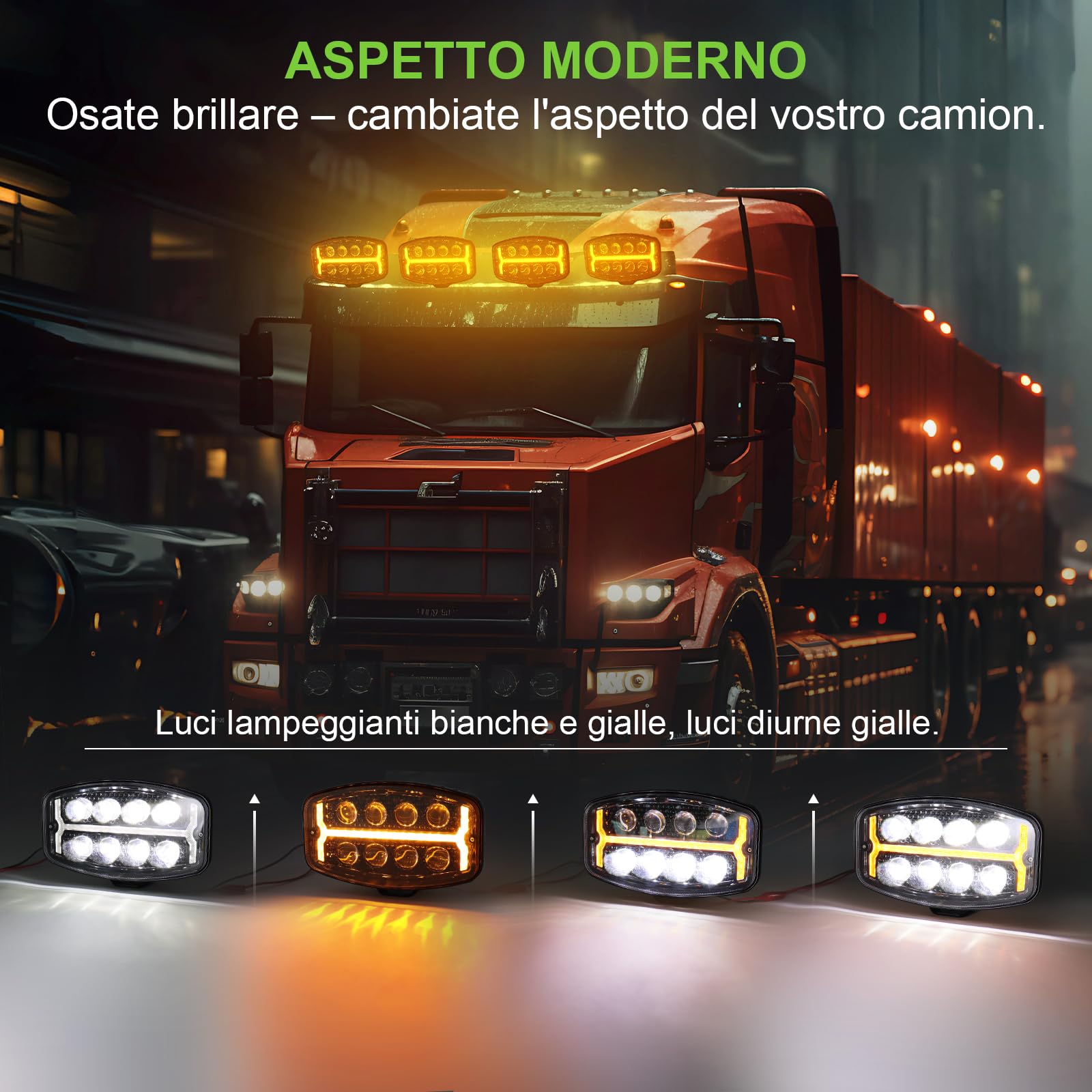 126W Faro da Lavoro LED con DC12-48V Luce di Posizione Giallo 3200K e Bianco 6500K, IP68 Faro LED per Camion Trattori e Fuoristrada