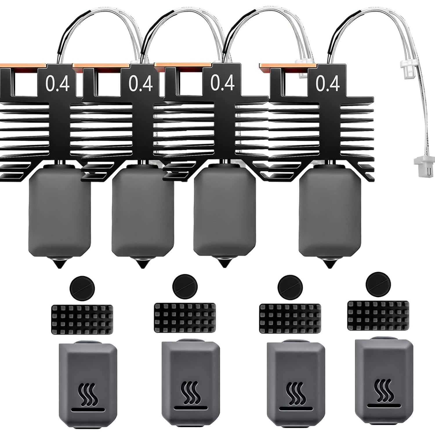 4 pezzi Hotend Kit per Snapmaker U1 Pre-Installed 0.4mm Hardened Steel Nozzle and 24V 48W Ceramic Heating Block with 2PCS Nozzle Parking Points and Silicone Brush for U1 3D Pirnter Accessories