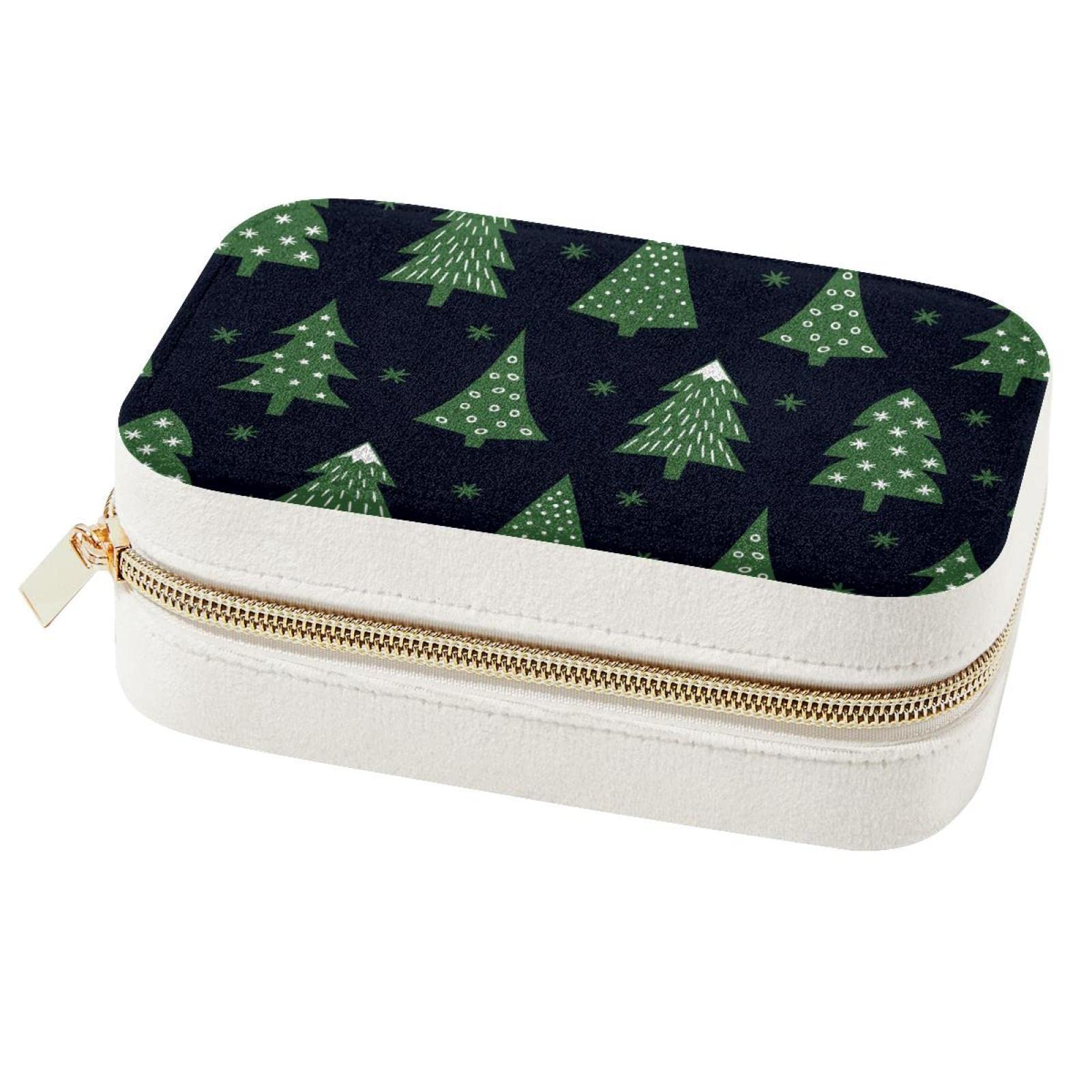 Boîte à bijoux de voyage rétro, cadeau de demoiselle d'honneur motif sapins