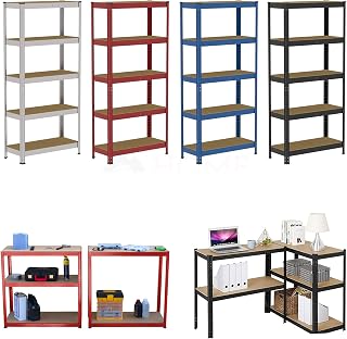 JAOSY Heavy Duty Garage Racking Shelving Unit 180cm x 90cm x 40cm Storage Shelving 5 Tier Unit Heavy Duty Adjustable Height For Shed, Home & Office, Garage Storage Racking, Black