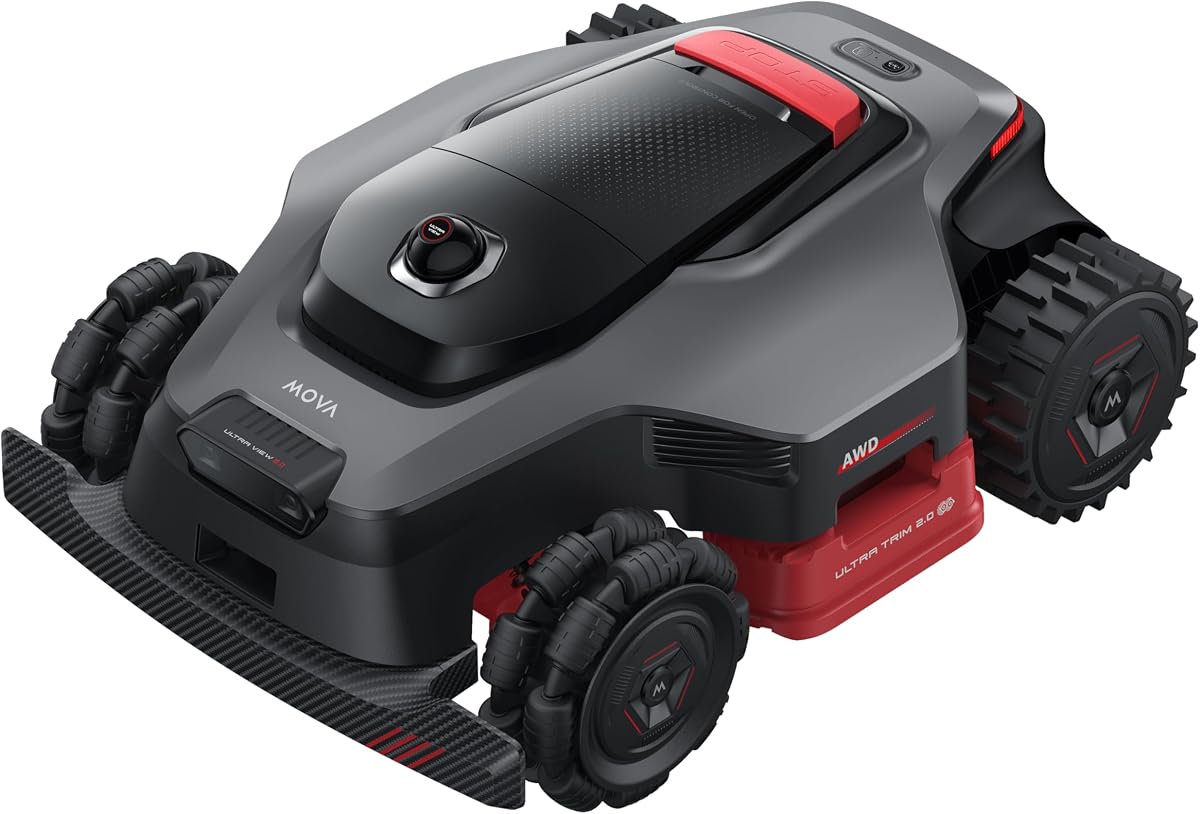 MOVA LiDAX Ultra 2000 AWD Mähroboter, RTK-frei, KI-gestützte automatische Kartierung, 360° 3D-LiDAR und KI-Dual-Vision, 36 V AWD für Steigungen von 80%, 2 Scheiben (jeweils 6 Messer), <3 cm