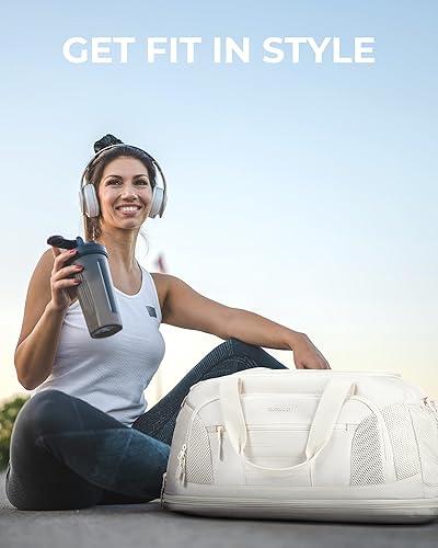 Vista 8 de BAGSMART Bolsa de gimnasio deportiva expandible para hombresmujeres, Beige