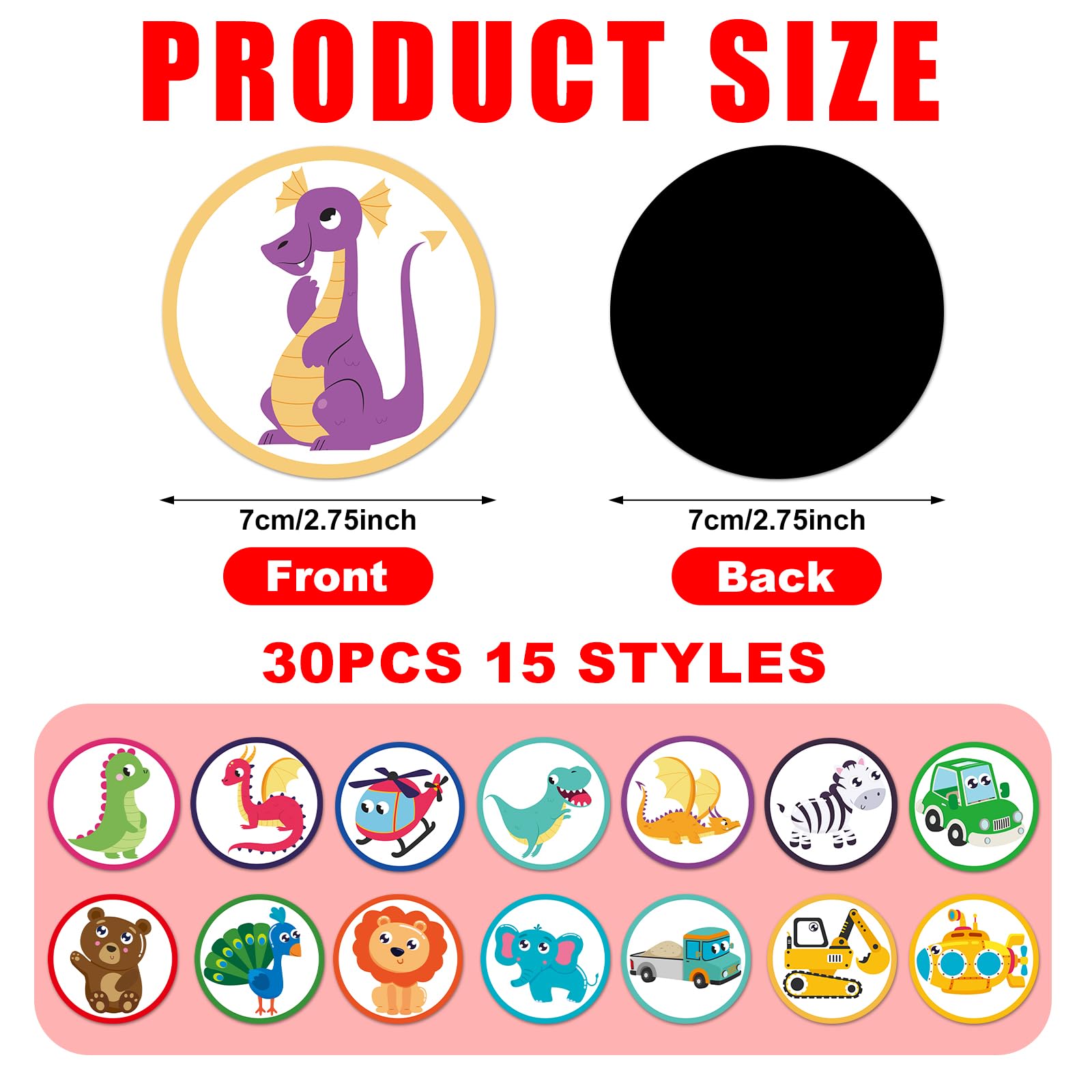 Tinoaly 30pcs Potty Training Stickers, Multicolor Cartoon Dinosaur Animal Patterns - Image 2