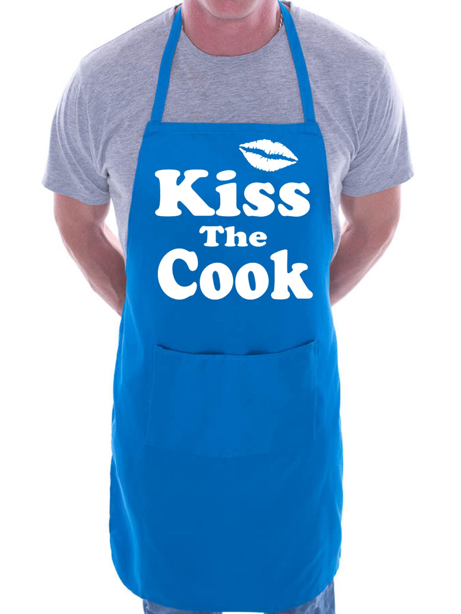 Print4u Men's Blue Kiss The Cook Novelty Cooking Funny Unisex Apron