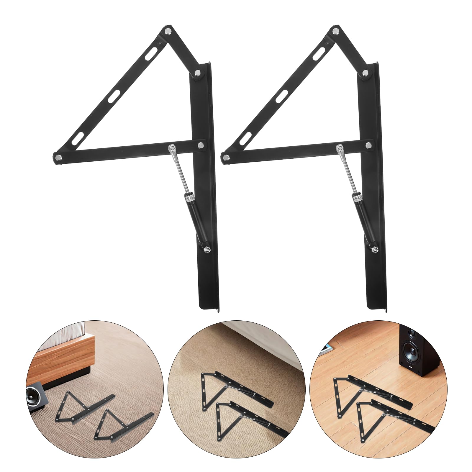 Gatuida Mécanisme de Levage pour Lit Coffre 2 Pièces Tiges Hydrauliques Pneumatiques 400 Mm Support de Levage à Gaz Noir Réglage Rapide Hauteur Système Stockage Gain de Place