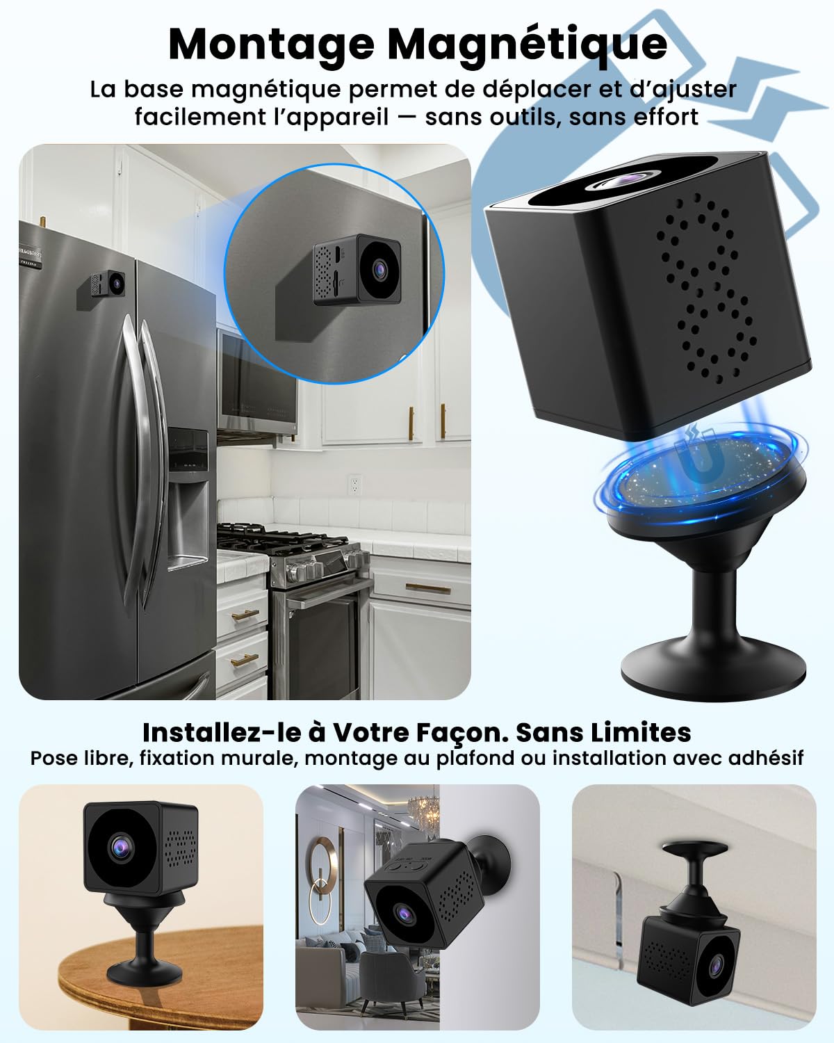 Bextgoo 4K Mini Camera Espion sans Fil, Options WiFi ou sans WiFi