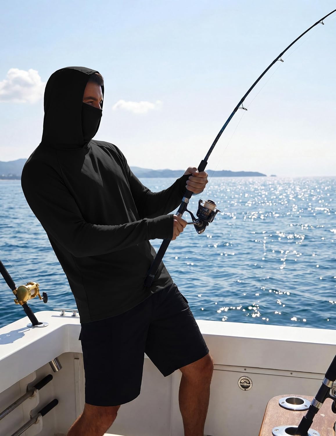 COOFANDY Mens UPF 50+ Sun Protection Hoodie with Mask Lightweight Long Sleeve SPF Fishing Shirts UV Hiking Running Rash Guard - Image 2
