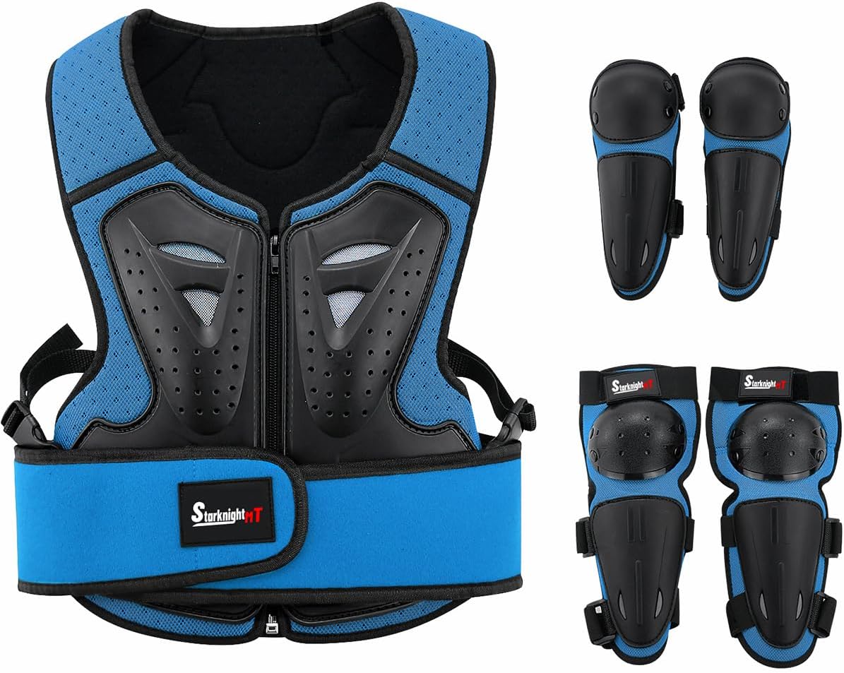 StarknightMT Kids Motorcycle Armor Suit Dirt Bike Gear, Youth Riding Protective Gear Chest Protector for Motocross Cycling Skateboard,Skiing,Skating,Off-Road (Black)