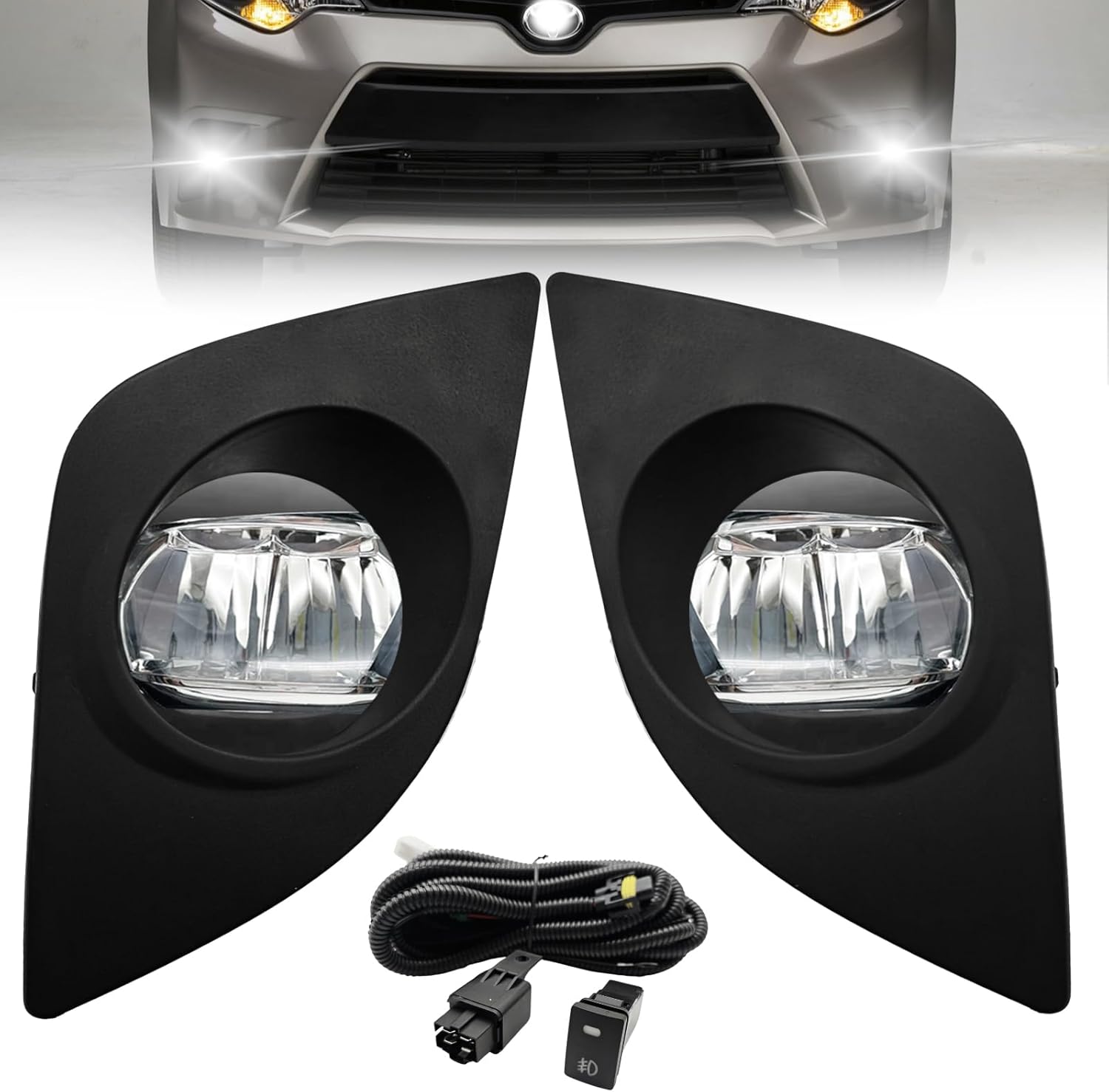Fog Lights Compatible with 2014-2024 4Runner TRD SR5 A Pair of Fog Lamps with Bezels and Bulbs
