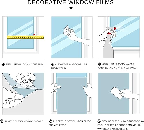 Miniatura 2 de DKTIE Película de privacidad para ventana, 14 patrones, película de vidrio esmerilado para ventana, película de teñido de ventana, adherencia