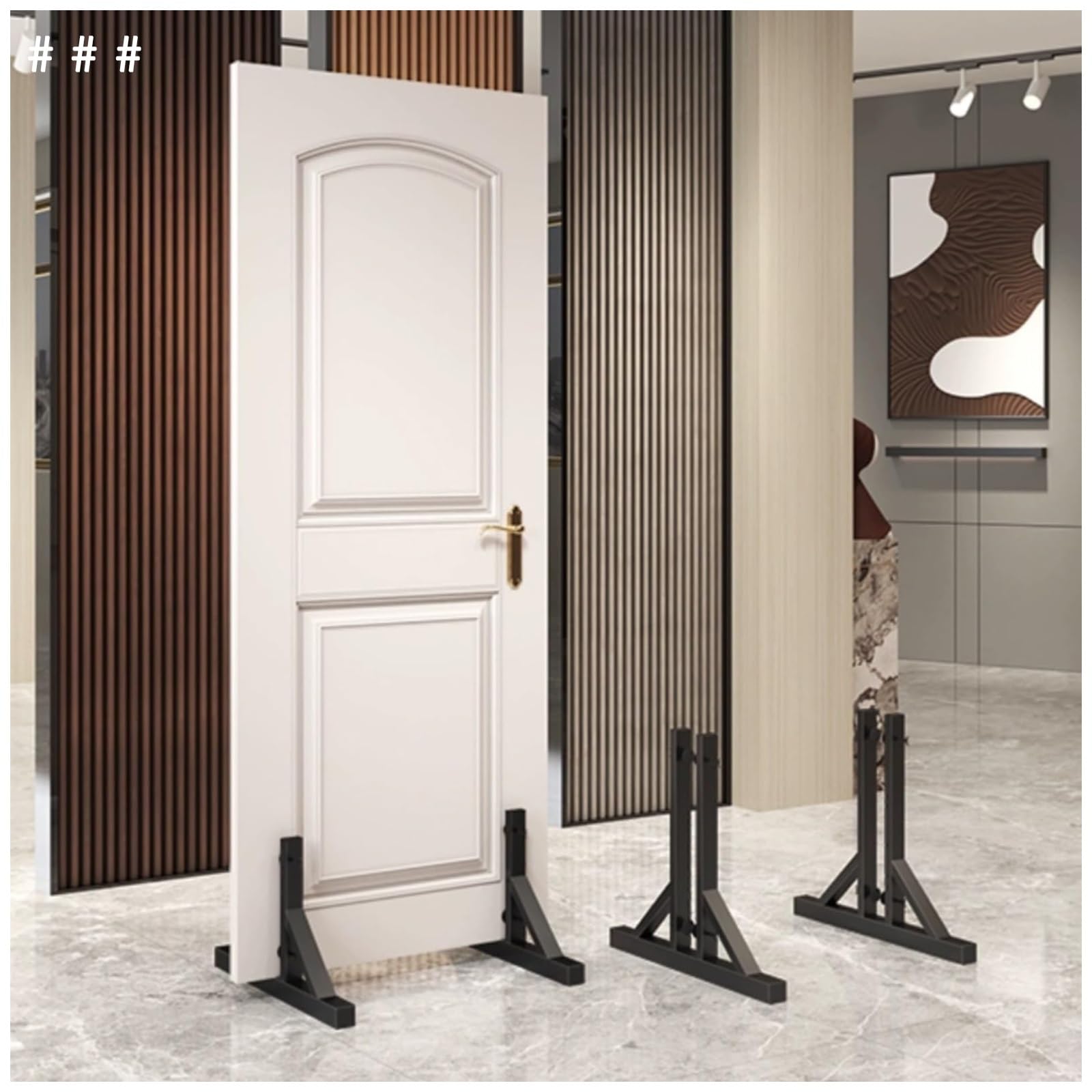 Generico Porta Piastrelle in Porcellana Regolabile, Ampio Porta Campioni in Legno, espositore per Negozi e Sale espositive, Nero 54x50 cm, Soluzione Perfetta per la vetrina delle Piastrelle.
