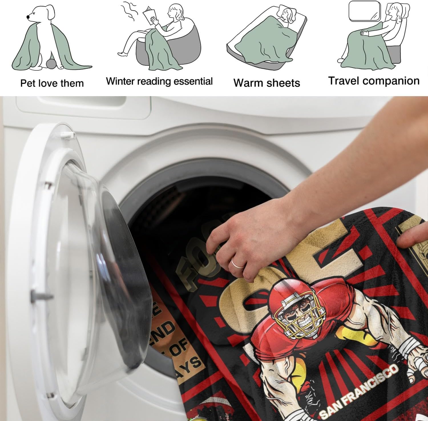 Blanket for Men Women,Sports Lovers Gifts Warm Throw Flannel Blankets for Men Women Boys, Sports Style Travel Blanket Sofa Bed Couch for Men 60"x 50" - Image 6