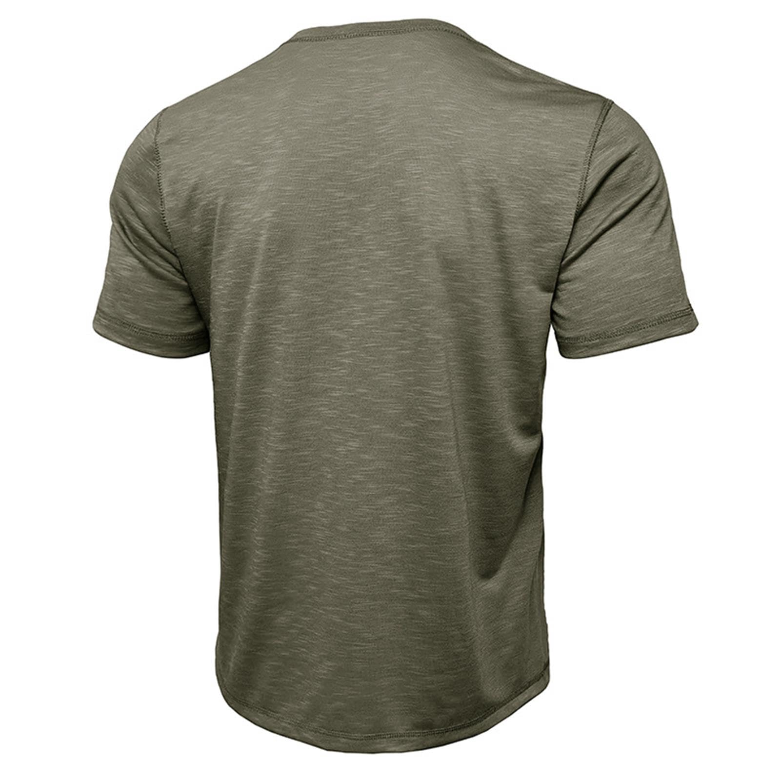 hixswnu Mens Henley Kurzarm T-Shirt Casual Slim-fit Front Placket Basic Rundhals Pullover Shirt Tops