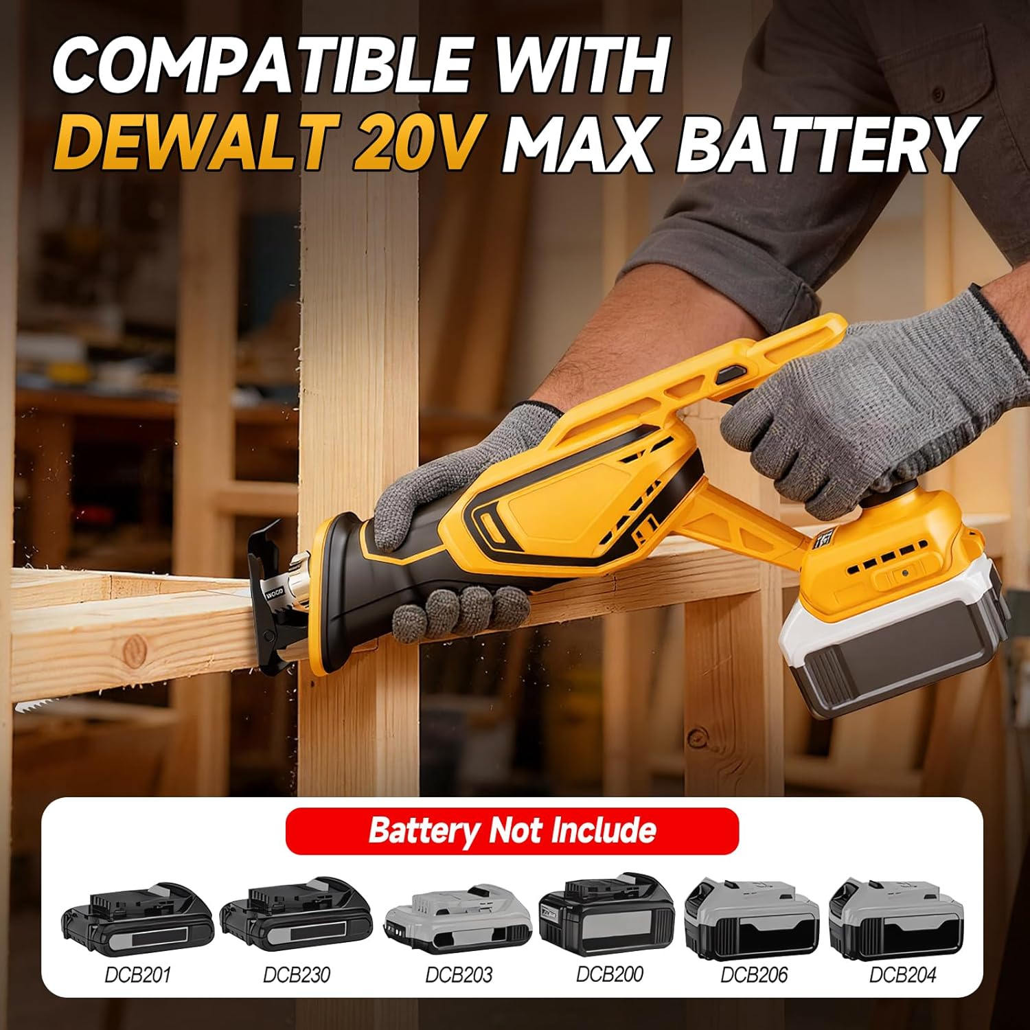 Cordless Reciprocating Saw for Dewalt 20V Max Battery, Brushless Sawzall Electric Recip Saw with 8 Blades, 0-3500 RPM Speed, for Wood/Metal/PVC Cutting, No Battery