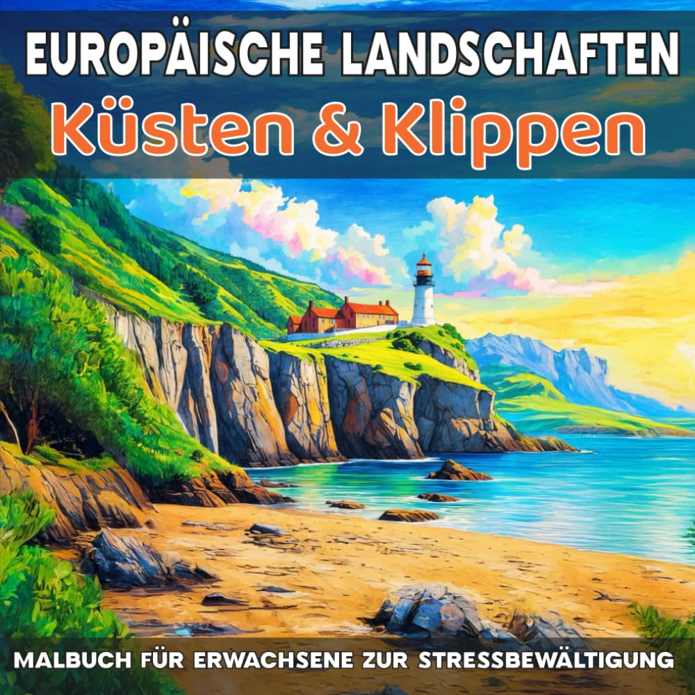 Europäische Landschaften: Küsten & Klippen - Malbuch für Erwachsene zur Stressbewältigung: 40 einzigartige Naturlandschaften zum Ausmalen