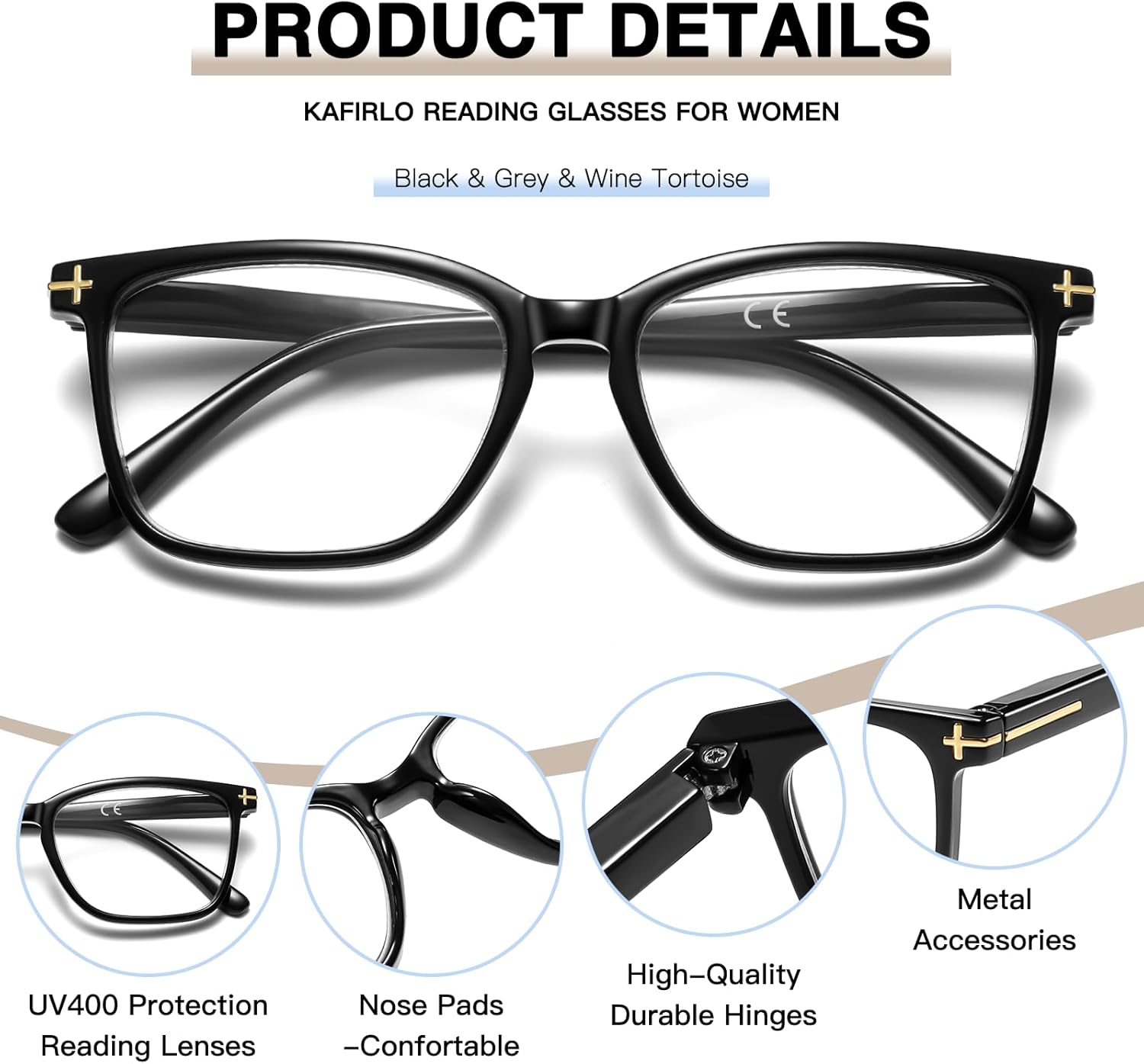 3 Pack Square Reading Glasses for Men, Blue Light Blocking Premium Eyeglasses Computer Readers with Spring Hinge - Image 5