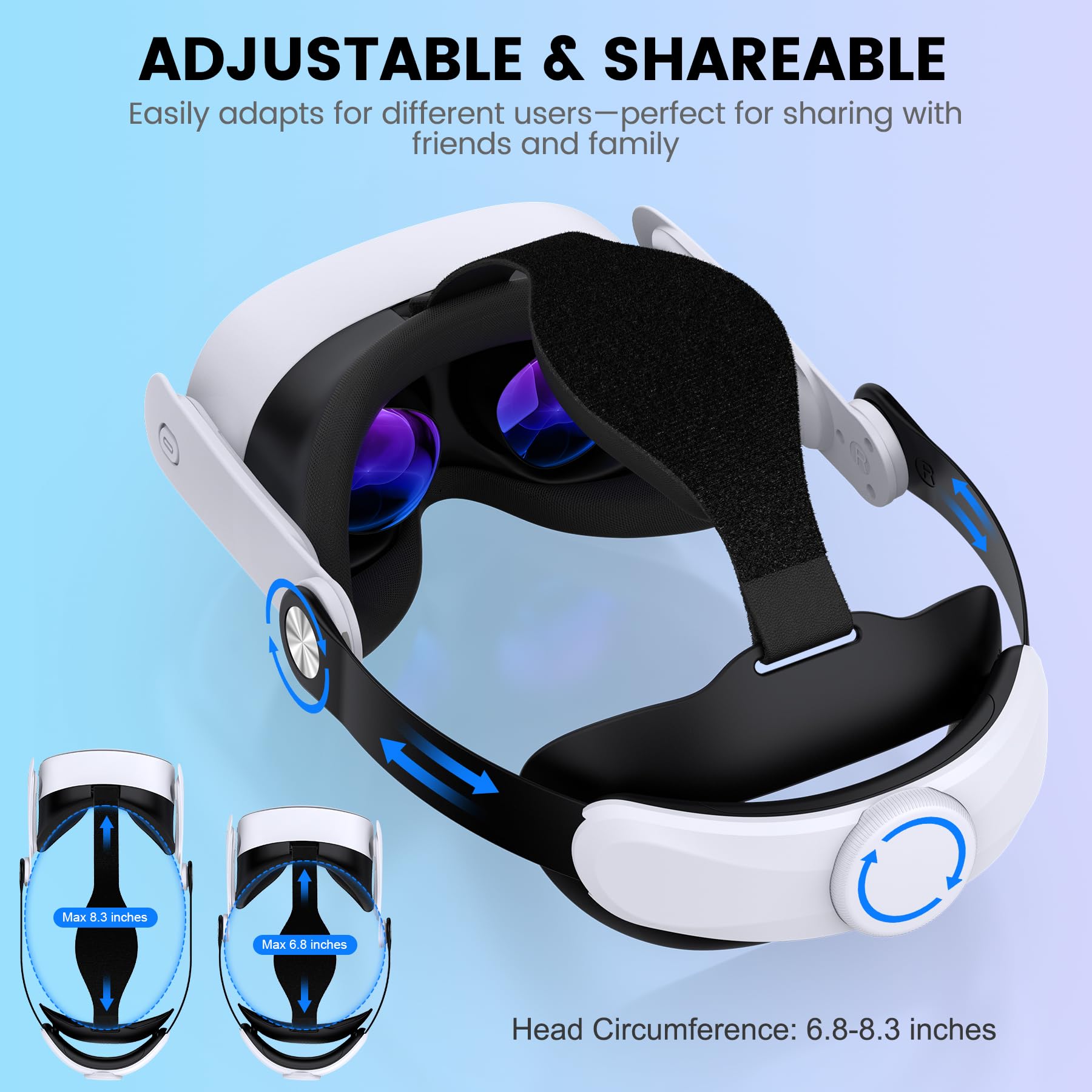 Headstrap für Meta Quest 3S/Quest 3/Quest 2, verstellbares Ersatz-Kopfband für Elite-Kopfband, VR-Headset-Gurt für verbesserten Halt und Komfort für VR-Konsolen, Meta Quest 3s zubehör
