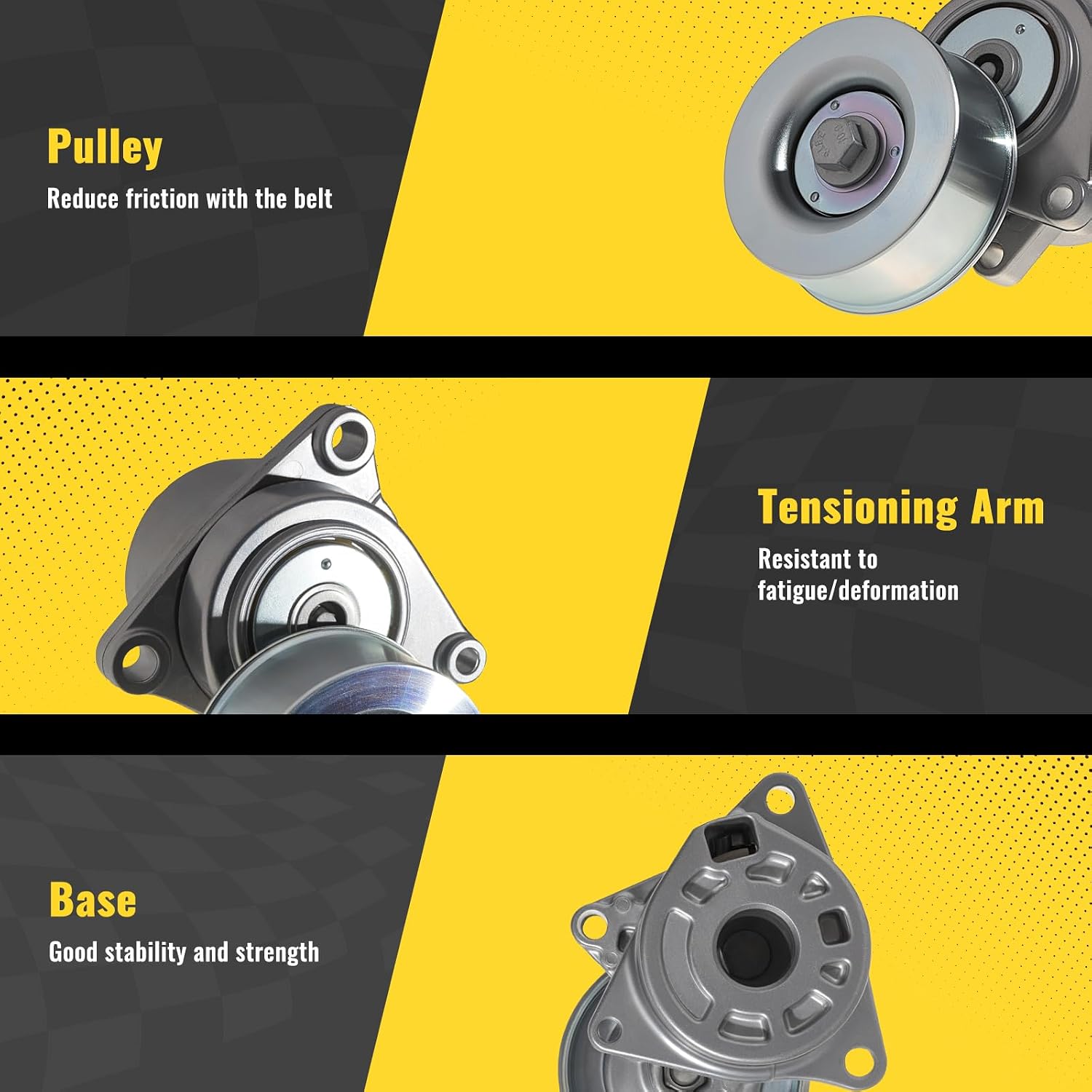 TUCAREST 38284 (For L4 2.5L,No Hybrid) Accessory Drive Belt Tensioner Pulley Assembly Compatible With 2007-2012 Ni-ssan Altima Sentra, 2008-2013 Rogue [# 119558J000 11955JA00A]
