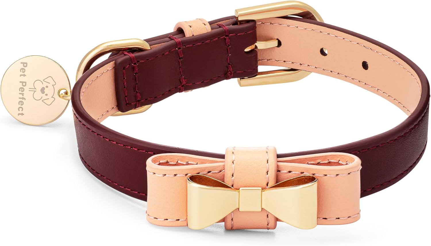 Luxury Dog Collar Dog Gift - Italian Leather Designer Dog Collar - Cute Dog Collar - Durable Dog Collar with Bow - Stylish and Comfortable Dog Collars Small, Medium, Large, X Large (Small)