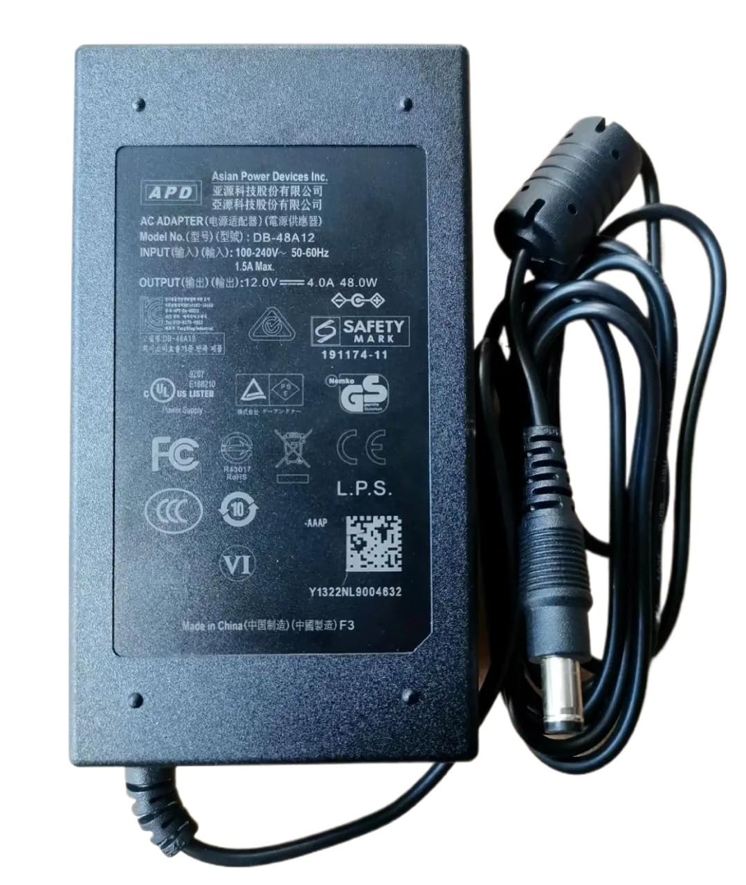 TNNBNT APD 12V 4A 48W AC DC Power Adaptor 5.5x2.5mm DA-48T12 DA-48Z12 FOR LED APD Power Supply Adapter Charger(Add AU CABLE)