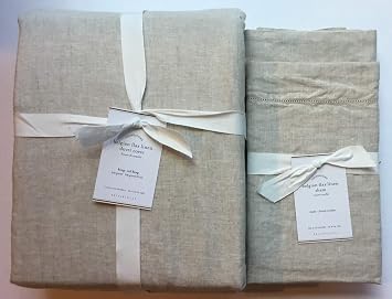 غطاء لحاف من الكتان البلجيكي من Pottery Barn King/California King واثنين من Euro Shams*Flax*