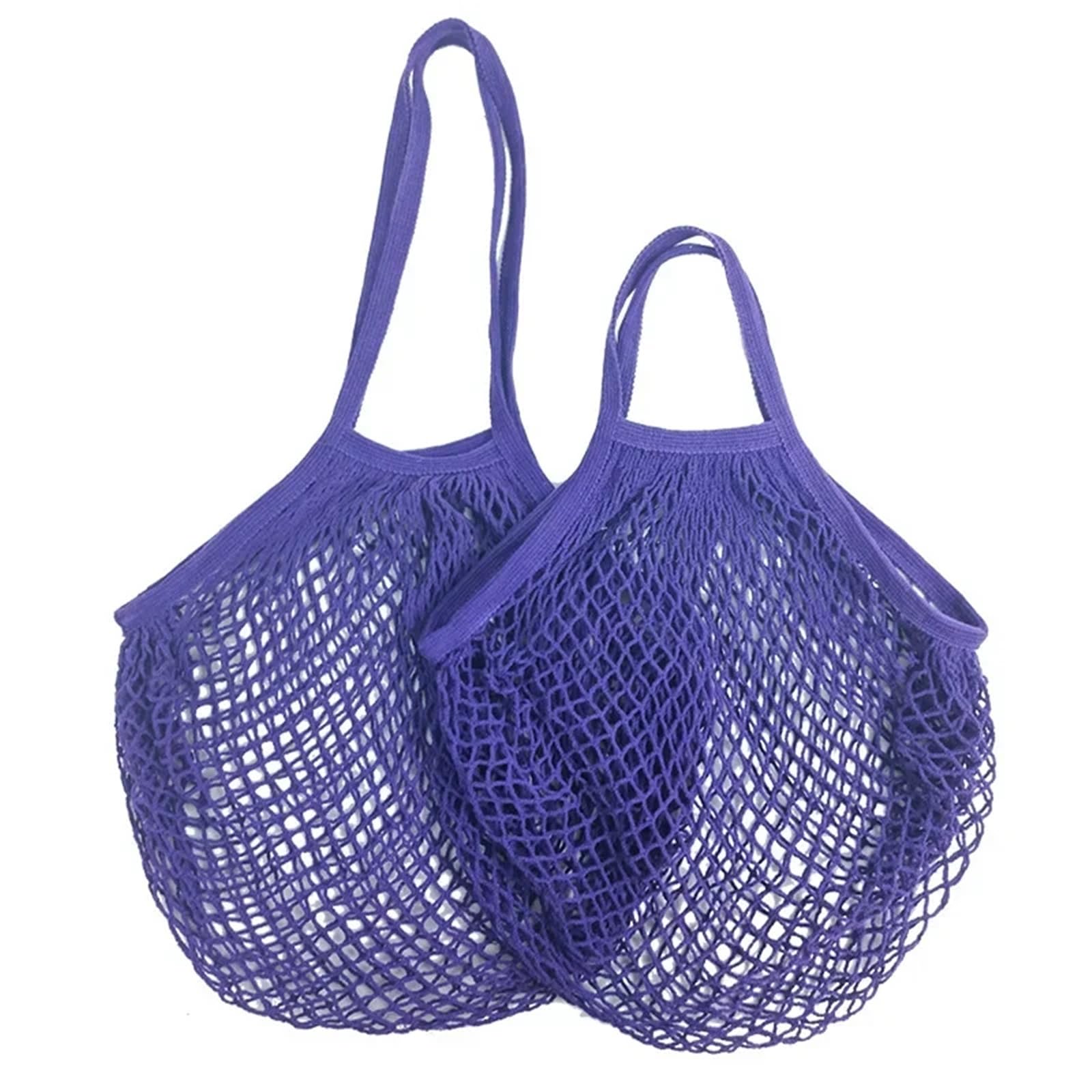 Bolsas de malla reutilizables de algodón moradas para compra ecológica (5 unidades) 8