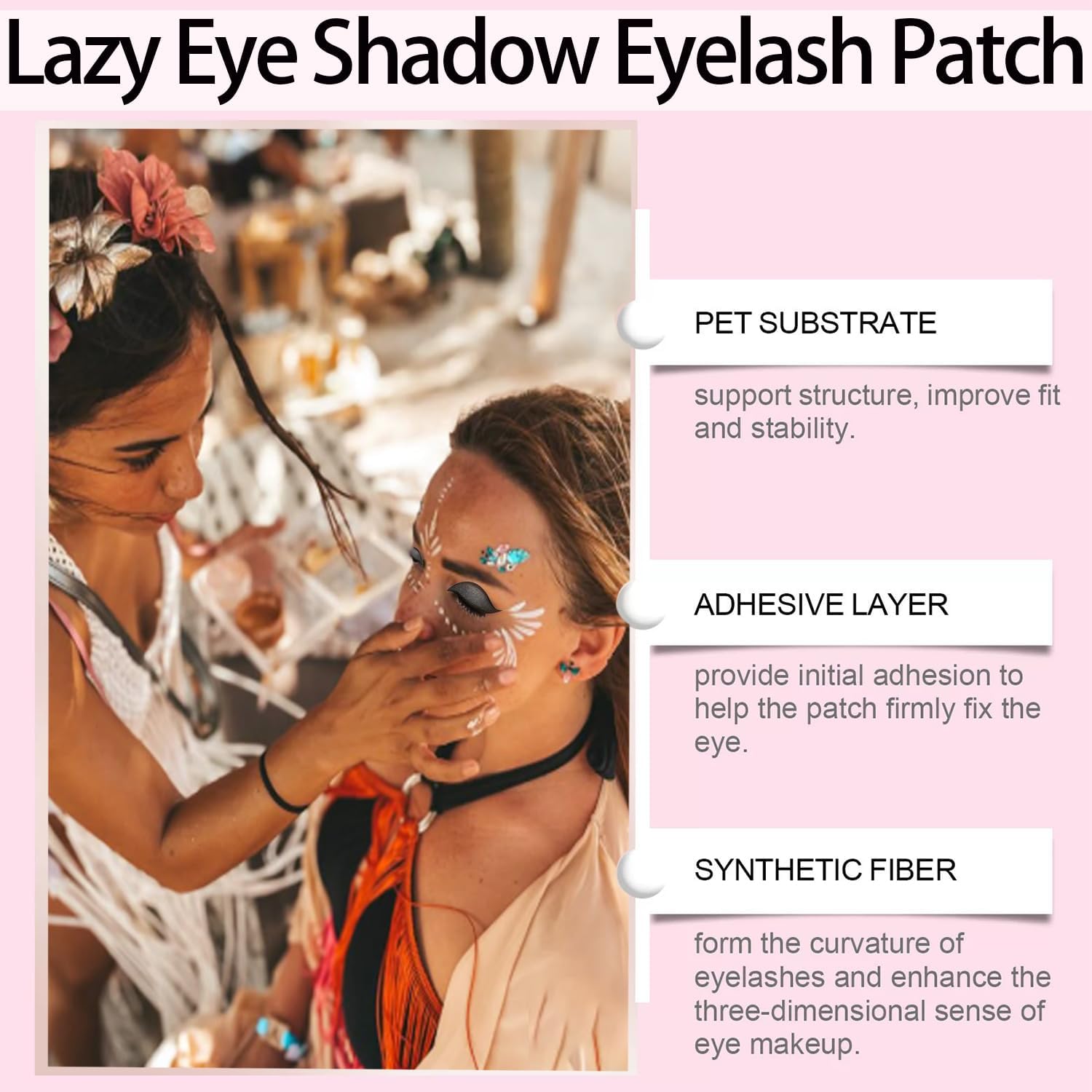 Lazy Eye Shadow Eyelash Patch, 2025 New Lazy Eyelash Stickers with False Lashes & Shadow Eyeliner Glue, 3-in-1 Waterproof Colorful Eyes Makeup Stickers for All Eye Shapes (3pair)