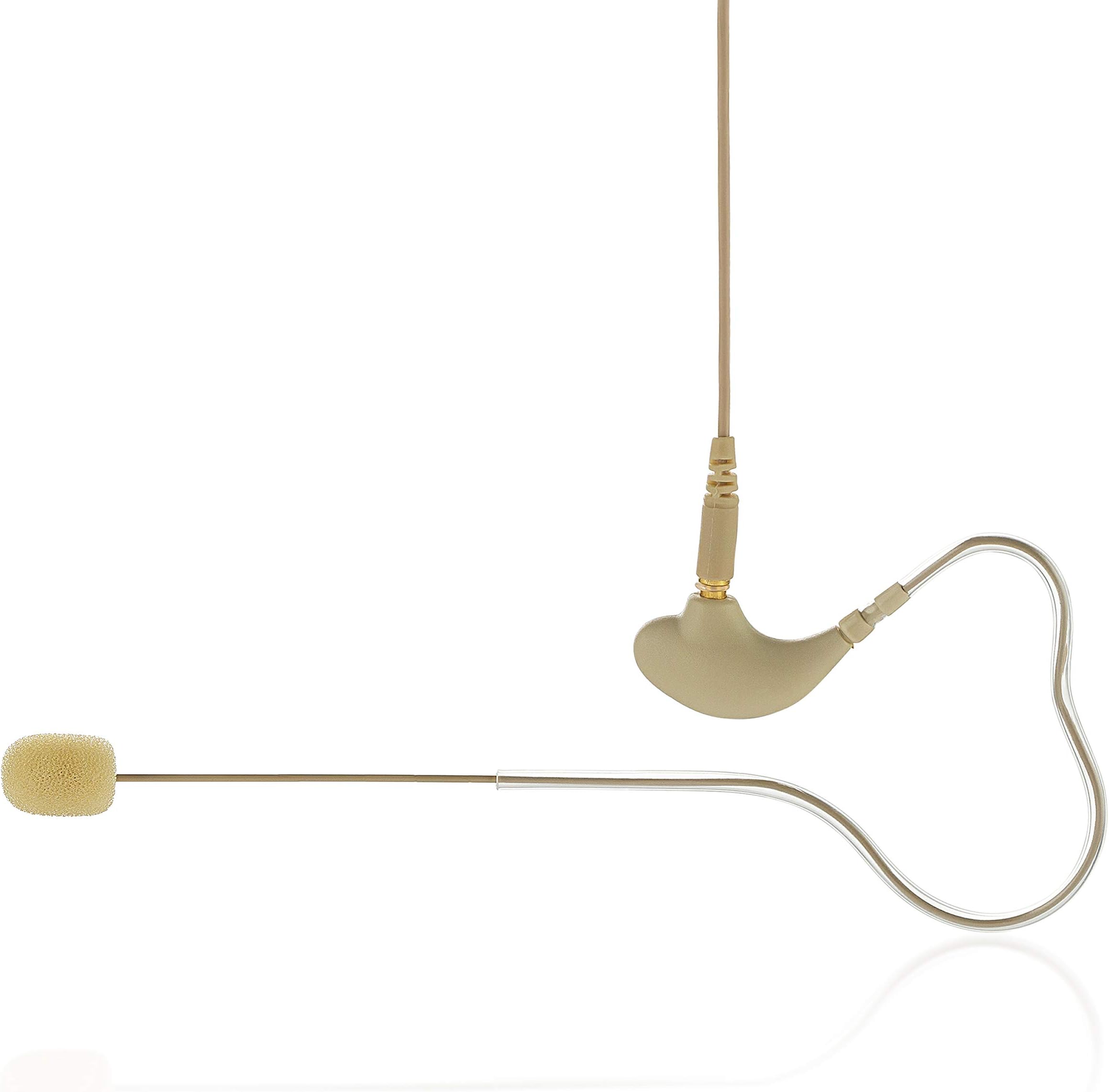 Tunical EMNRO-1 EarSet Microphone – Omnidirectional Headworn Mic for Shure and Sennheiser Wireless Microphone Systems, Ideal for Singing, Presentation, Churches, Lectures – Beige