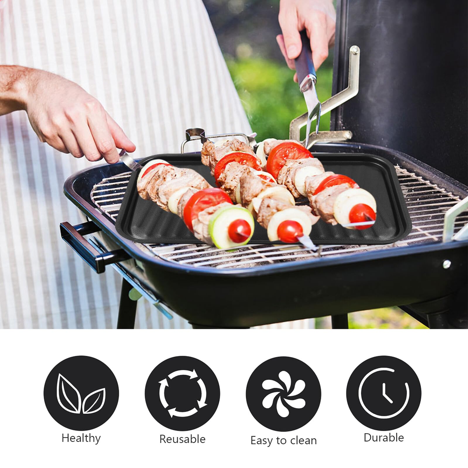 Hohopeti Grillplatte Antihaft beschichtung Dicke Bbq pfanne für Gaskocher Leicht und Spülmaschinenfest Große Kapazität für Grillpartys und Outdoor kochen