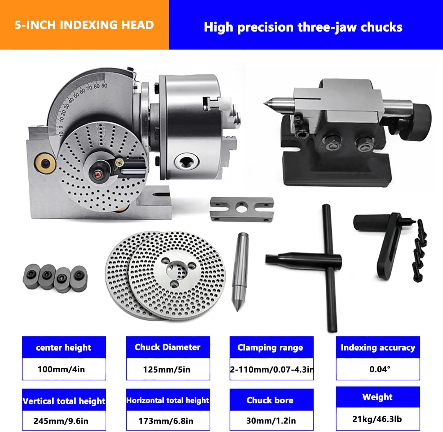 水平または垂直使用のための4インチインデックスヘッド、CNCフライス盤