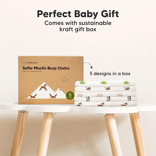 Miniatura 9 de Paquete de 5 paños de muselina orgánica para eructos  Tela de algodón de bambú blanco  Trapos para eructar  Ropa neutra para bebé niño niña recién