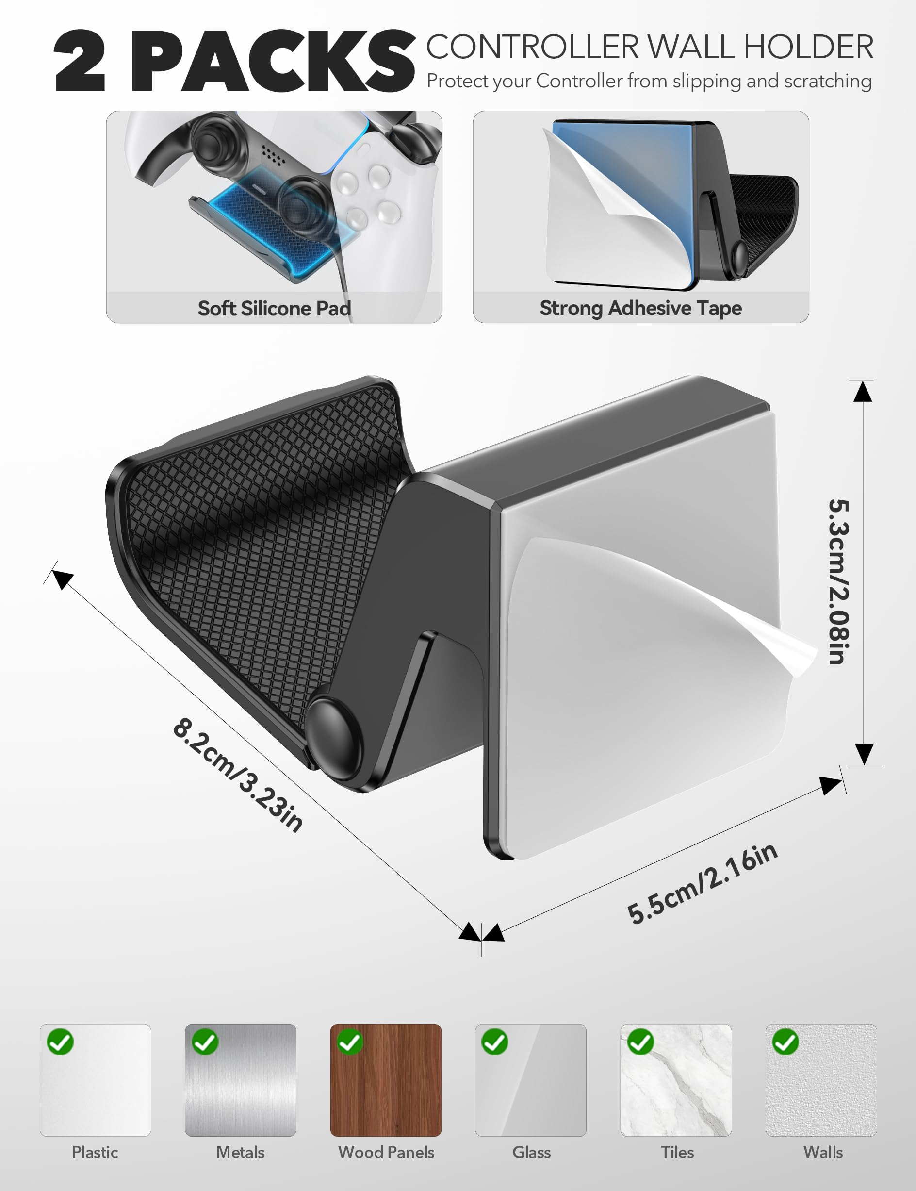 Kosker Supporto da Parete per PS5/ Slim/Pro, Mensola PS5 da Parete Verticale per Tutti Modelli PS5 con Support per Cuffie e Controller, Accessori Playstation 5 Supporto Flottante in Metallo