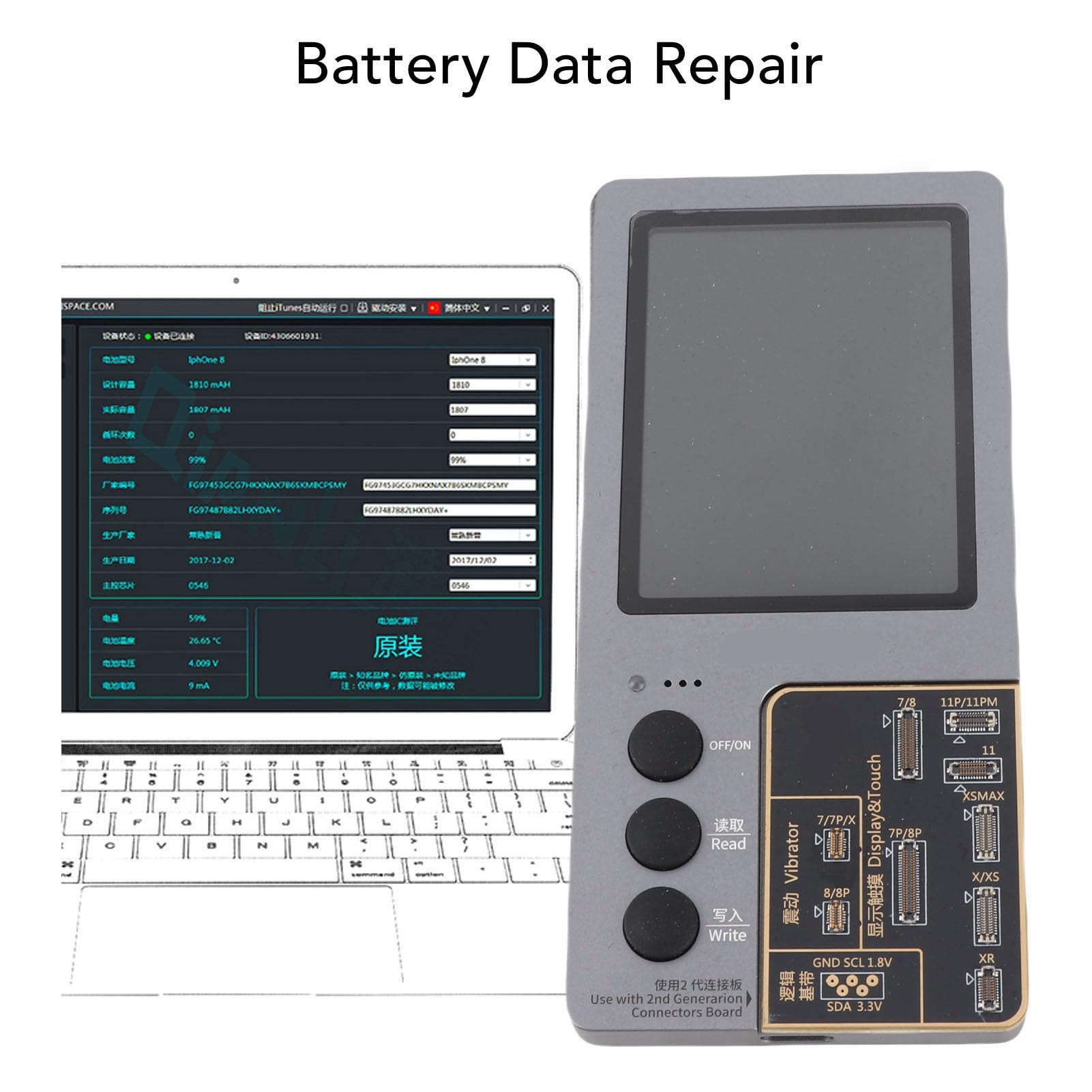 Fafeicy Kit Ricarica Schermo Telefono ICopy Plus 2.2 Testatore Batteria e