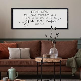 comurdyo Scripture Wall Decor 32"×12" Isaiah 43:1 Christian Large Vintage Catholic Prayer Bible Verse Sign Living Room Family Simple Horizontal Wall Hanging (Black)