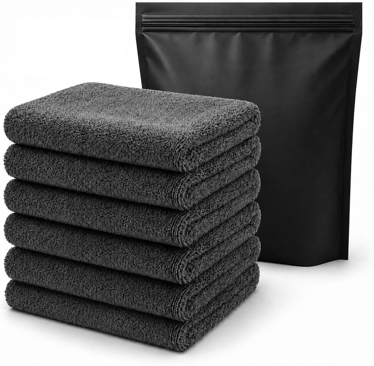 WashingtonSupplys Microfiber Cleaning Cloths 6 Pack 550 GSM 16x16 Inch Premium Edgeless Towels | Ultra Absorbent Lint-Free Scratch-Free | Car Detailing, Kitchen, Glass, Windows & Home Cleaning |Grey